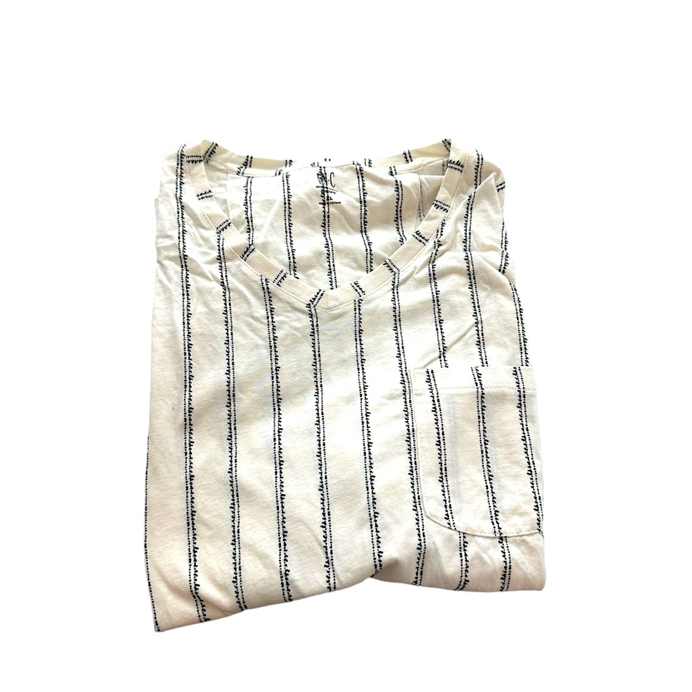 INC Men’s pocket v neck tee shirt NWT XL classic cream/blk